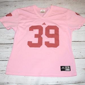 ADIDAS Wisconsin Badgers PINK Football Jersey Top Shirt V-Neck Pink Red #39 XL